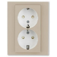 Розетка двойная, кофе макиато/белый ABB 2CHH223457C6018