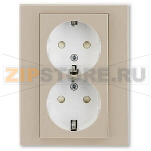 Розетка двойная, кофе макиато/белый ABB 2CHH223457C6018 