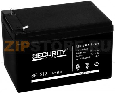 Security Force SF 1212 Аккумулятор AGM VRLA Battery - Security Force SF 1212Характеристики: Напряжение - 12V; Емкость - 12Ah;Габариты: длина 151 мм, ширина 98 мм, высота 101 мм, вес: 2,7 кг, Тип Клемм: Нож F1,F2