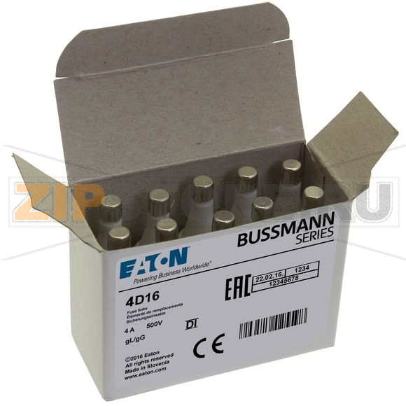 Предохранитель, 4 A, AC 500 В, 50 кА, D1, 13.2x6 мм, gL/gG, IEC с задержкой Eaton FUSE-D1 4A T G 