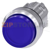 АКТУАТОР КНОПКИ С ВОЗМОЖНОСТЬЮ ПОДСВЕТКИ, 22MM, КРУГЛ., ГЛЯНЦЕВЫЙ МЕТАЛЛ, КНОПКА СИНЯЯ ВЫСТУПАЮЩАЯ, БЕЗ ФИКСАЦИИ, С МАРКИРОВКОЙ ЛАЗЕРОМ, КАСТОМИЗИРОВАННАЯ МАРКИРОВКА ИЛИ ГРАФИЧЕСКИЕ СИМВОЛЫ В СООТВЕТСТВИИ С ВЫБОРОМ В КОНФИГУРАТОРЕ SIRIUS ACT (CIN) Siemens