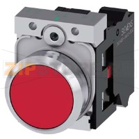 КНОПКА, 22MM, КРУГЛАЯ, МЕТАЛЛИЧЕСКАЯ ГЛЯНЦЕВАЯ, КРАСНАЯ, ПЛОСКАЯ КНОПКА, КОНТАКТЫ МГНОВЕННОГО ДЕЙСТВИЯ, С ДЕРЖАТЕЛЕМ, 1NC,  ПРУЖИННЫЕ КЛЕММЫ, С ГРАВИРОВКОЙ ЛАЗЕРОМ, UPPER AND LOWER CASE, START OF WORD ALWAYS UPPER CASE Siemens 3SU1150-0AB20-3CA0-Z&nbsp;Y1