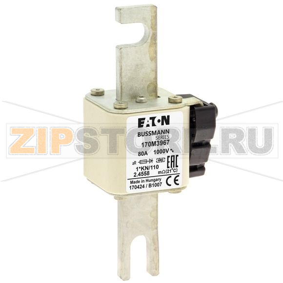 Предохранитель, 80 A, AC 1000 В, 150 кА, DIN 1, 43x61x138 мм, aR, DIN, IEC Eaton FUSE 80A 1000V 