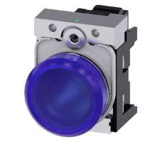 СВЕТОВОЙ ИНДИКАТОР, 22MM, КРУГЛЫЙ, МЕТАЛЛИЧЕСКИЙ ГЛЯНЦЕВЫЙ, СИНИЙ МАТОВЫЙ РАССЕИВАТЕЛЬ, С ДЕРЖАТЕЛЕМ, МОДУЛЬ ПОДСВЕТКИ С ИНТЕГРИРОВАННЫМ СВЕТОДИОДОМ 230V AC,  ПРУЖИННЫЕ КЛЕММЫ, С ГРАВИРОВКОЙ ЛАЗЕРОМ, UPPER CASE Siemens 3SU1156-6AA50-3AA0-Z&nbsp;Y11