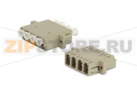 Hyperline FA-P11Z-QLC/QLC-N/WH-BG Оптический проходной адаптер LC/PC-LC/PC, MM, quadro, 4 волокна, корпус пластиковый, бежевый, белые колпачки