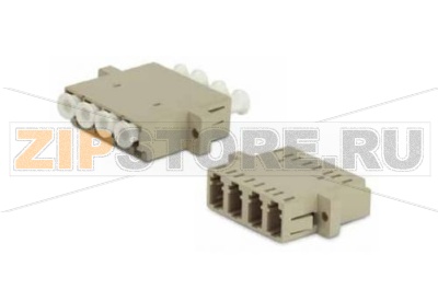 Hyperline FA-P11Z-QLC/QLC-N/WH-BG Оптический проходной адаптер LC/PC-LC/PC, MM, quadro, 4 волокна, корпус пластиковый, бежевый, белые колпачки 