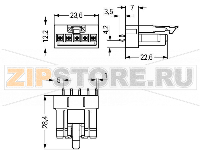 Розетка для печатных плат; прямые; 5-пол.; Код. B; серые Wago 890-845 Protected against mismating and maintenance-freePush-in CAGE CLAMP® spring pressure connection technology allows solid conductors to be simply pushed into a unit.Low profile with 4.4 mm pole spacingComponents can be clearly printed on and color-coded to meet custom requirements....