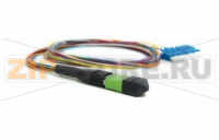 Hyperline FH-B9-503-MTPM12/PR-12LC/PR-1M-LSZH (FC-503-MTPM-12LC-PC-1M) Кабель ''гидра'' MTP (c направляющими штырьками)-LC, 12 волокон, без петель, OM3, 10Gig, LSZH, 1.0 м
