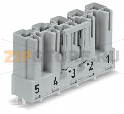 Штекер для печатных плат; прямые; 5-пол.; Код. B; серые Wago 770-855 Protected against mismating and maintenance-freePush-in CAGE CLAMP® spring pressure connection technology allows solid conductors to be simply pushed into a unit.Two wire connections per pole for loops or bridgesAdditional variable coding is possible.Components can be clearly printed on and color-coded to meet custom requirements....