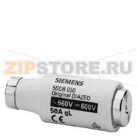 DIAZED ПЛАВКАЯ ВСТАВКА ЗАЩИТА КАБЕЛЕЙ И ЛИНИЙ 600В GL, ТИПОРАЗМЕР DIII, E33, 50A Siemens 5SD8050