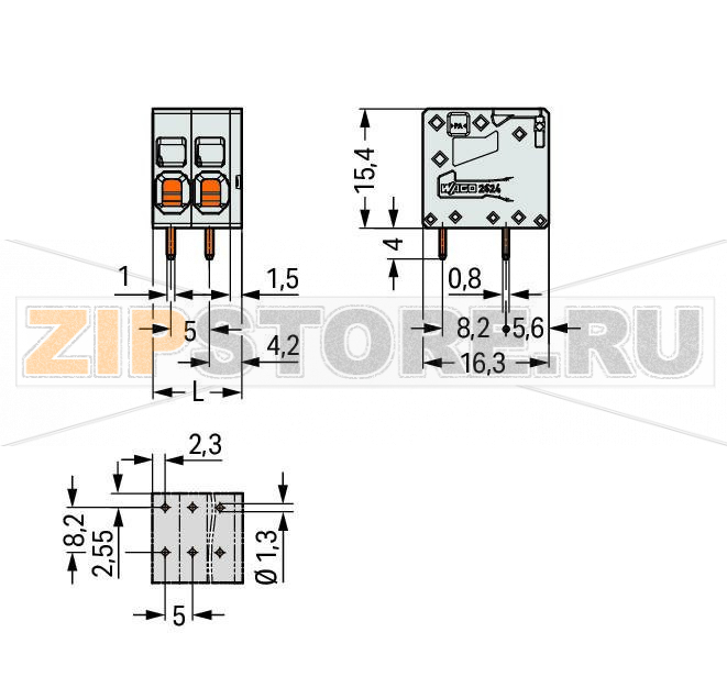 Клемма на печатную плату; 4 mm; Шаг контактов 5 мм; 3-пол.; Push-in CAGE CLAMP®; 4,00 mm; серые Wago 2624-1103 Клеммные?колодки?с?зажимами?Push-in CAGE CLAMP®,?приводимыми?в?действие?при?помощи?нажимных?кнопокЗажим одножильных проводников и тонкожильных проводников с наконечниками путем вставкиНажимные кнопки, открывающие зажим с минимальными усилиями, для простого подключения / извлечения тонкопроволочных проводниковУдобный монтаж без использования инструментовИсполнения с тестовыми разъемами и разделителями и без нихДоступны исполнения с индивидуальным внутренним объединением (заводская сборка), например, объединение с заземляющим проводом...