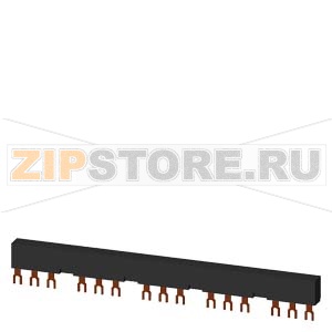 3-фазная шинка, модульное расстояние 55 mm, для 5 автоматических выключателей + аксессуары Siemens 3RV1915-2DB 