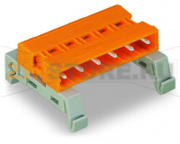 MCS MIDI Classic Штекерная часть электрического соединителя с двумя выводами; DIN-35 rail mounting; Шаг контактов 7,62 мм; 9-пол.; оранжевые Wago 232-589/007-000