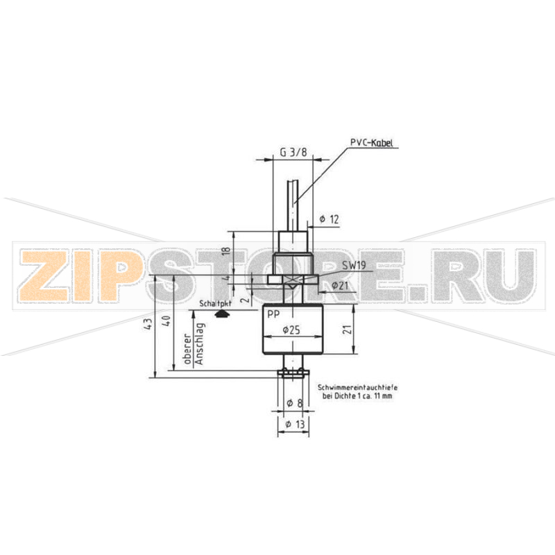 Переключатель поплавковый 230 В/AC, 1 А, IP67, 1 шт Elobau 20101210 
