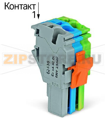 1-проводниковая розетка; 2,5 мм; 3-пол.; 2,50 mm; желто-зеленые,синие,серые Wago 2022-103/000-039/999-953 