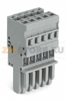 1-проводниковая розетка; 4 mm; 5-пол.; 4,00 mm; серые Wago 769-105
