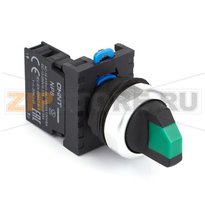 Переключатель, 2 положения, 1НЗ, IP65, без подсветки, зеленый Chint NP8-01X/213 