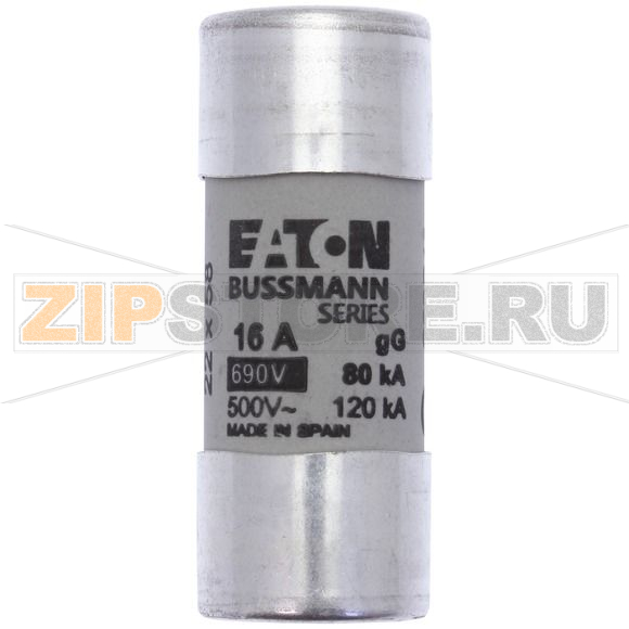 Предохранитель, 16 A, AC 690 В, 80 кА, 22x58 мм, gL/gG, IEC Eaton CYLINDRICAL FUSE 22x58 16A GG 