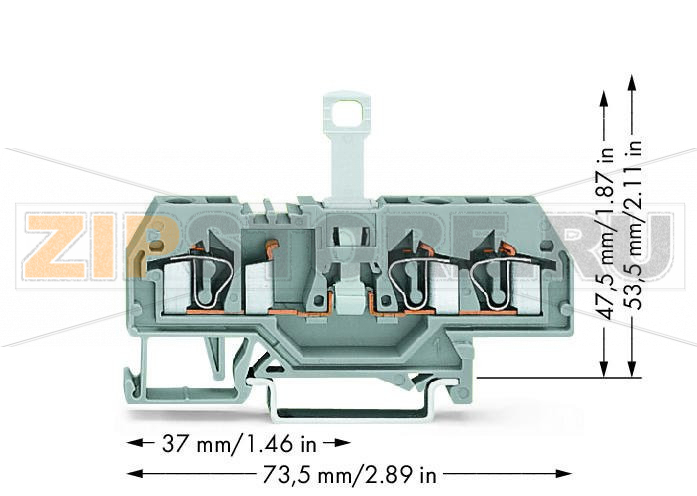 3-проводные клеммы с размыкателем; для DIN-рейки 35 x 15 и 35 x 7,5; 4 mm; CAGE CLAMP®; 4,00 mm; серые Wago 281-683 Примечание:Terminating Aluminum ConductorsWAGO spring clamp terminal blocks are suitable for solid aluminum conductors up to 4 mm?/12 AWG if WAGO “Alu-Plus” Contact Paste is used for termination.“Alu-Plus” Contact Paste Advantages:Automatically destroys the oxide film during clamping.Prevents fresh oxidation at the clamping point.Prevents electrolytic corrosion between aluminum and copper conductors (in the same terminal block).Provides long-term protection against corrosion....