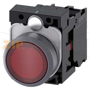 КНОПКА С ПОДСВЕТКОЙ, 22MM, КРУГЛАЯ,  ПЛАСТИК С МЕТАЛЛИЧЕСКИМ ФРОНТАЛЬНЫМ КОЛЬЦОМ, КРАСНАЯ, ПЛОСКАЯ КНОПКА, КОНТАКТЫ МГНОВЕННОГО ДЕЙСТВИЯ, С ДЕРЖАТЕЛЕМ, 1NC, МОДУЛЬ ПОДСВЕТКИ С ИНТЕГРИРОВАННЫМ СВЕТОДИОДОМ 110V AC, ВИНТОВЫЕ КЛЕММЫ Siemens 3SU1133-0AB20-1CA0 