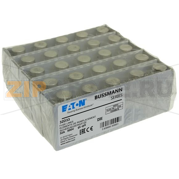 Предохранитель, 32 A, AC 500 В, 50 кА, D3, gL/gG, IEC с задержкой Eaton FUSE -D3 32A T GL/GG 500VA 