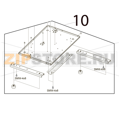 Base ass&#039;y Toshiba TEC B-SX4T-GS10/20-QQ-US Base ass'y Toshiba TEC B-SX4T-GS10/20-QQ-USЗапчасть на деталировке под номером: 10
