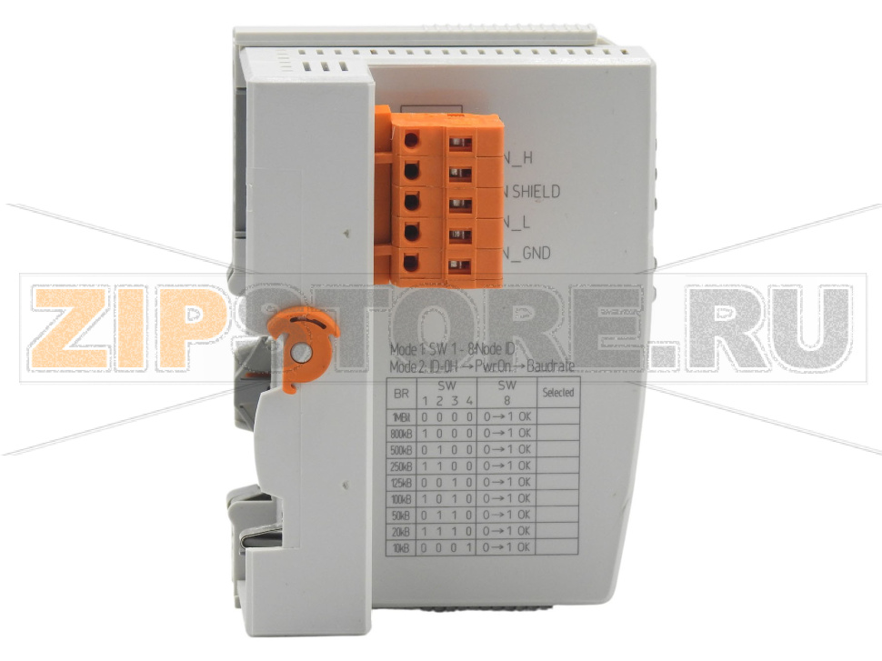Каплер полевой шины CANopen®; MCS; светло-серые Wago 750-337 Wago 750-337 выступает связующим звеном между полевой шиной CANopen и локальной шиной модулей серии 750. На стороне сети он взаимодействует по стандартным сервисам CANopen, передавая процессные данные и параметры. На стороне модулей собирает и распределяет сигналы, обеспечивая их отображение в сеть. Настройка включает выбор адреса узла и скорости, а также конфигурацию обмена.