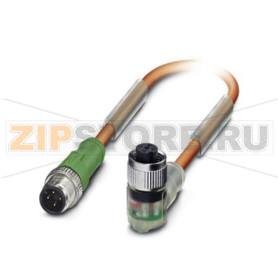 Кабель для датчика / исполнительного элемента Phoenix Contact SAC-4P-M12MS/1,5-PUR/M12FR2LVW 4-полюсн., PUR без галогенов, отвержденный излучением, оранжевый RAL 2003, Штекеры прямое M12, А-кодирование, к Гнездо угловой M12, А-кодирование, с помощью 2 светодиодных индикатора, Длина кабеля: 1,5 м, исполнение на заказ.Минимальный заказ: 5 шт.Упаковка: 5 шт.