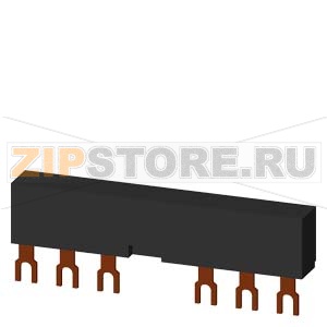 3-фазная шинка, модульное расстояние 63 mm, для 2 автоматических выключателей + аксессуары Siemens 3RV1915-3AB 