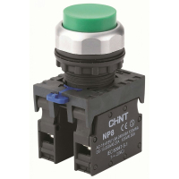 Кнопка управления, 2НЗ, IP65, без подсветки, зеленая Chint NP8-02GN/3