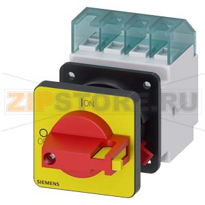 4-полюсный главный/аварийный выключатель IU=16, P/AC-23A AT 400V=7.5kW переднего крепления main hole mounting переключатель-op. mech. красный/желтый Siemens 3LD2050-1TL13 