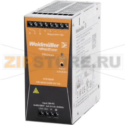 Блок питания на DIN-рейку 12 В/DC, 20 А, 480 Вт Weidmüller PRO MAX3 480W 24V 20A 