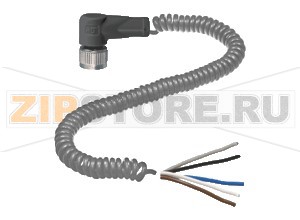 Кабель датчика-исполнительного устройства Female connector V15-W-0,7/3M-PUR Pepperl+Fuchs Описание оборудованияSingle-ended female cordset, M12, 5-pin, PUR spiral cable