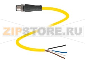 Кабель датчика-исполнительного устройства Cable connector V1S-G-YE5M-PVC-U Pepperl+Fuchs Описание оборудованияCable connector, M12, 4-pin, PVC cable