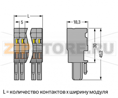 1-проводниковая розетка; 4 mm; 5-пол.; 4,00 mm; серые Wago 769-105/000-048 