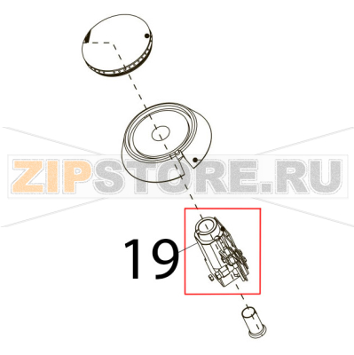 Venturi burner 4.5 KW Tecnoinox PC105G7 Venturi burner 4.5 KW Tecnoinox PC105G7Запчасть на деталировке под номером: 19