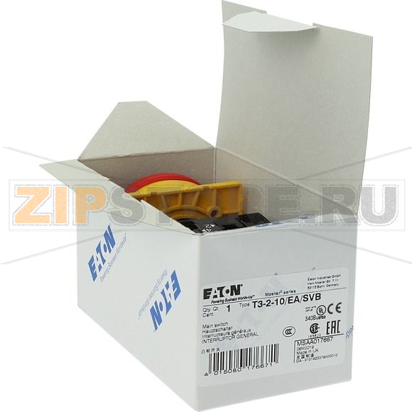 Выключатели главные, T3, 32 A, 2 модуль, 3-полюсн. + N Eaton T3-2-10/EA/SVB 