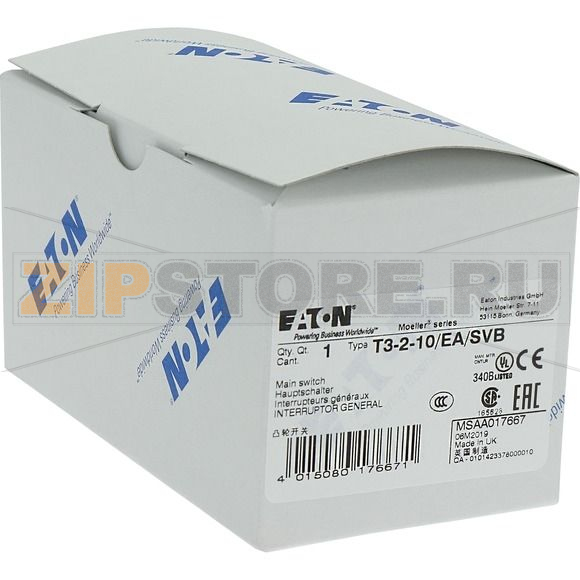 Выключатели главные, T3, 32 A, 2 модуль, 3-полюсн. + N Eaton T3-2-10/EA/SVB 