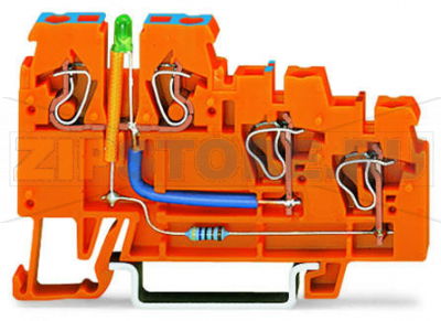 3-проводные клеммы питания датчика; зеленый светодиод; 2,5 мм; CAGE CLAMP®; 2,50 mm; оранжевые Wago 270-564/281-483 