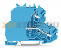 Double-deck terminal block; Through/through terminal block; with end plate; N/N; without marker carrier; suitable for Ex i applications; for DIN-rail 35 x 15 and 35 x 7.5; 2.5 mm?; Push-in CAGE CLAMP®; 2,50 mm?; blue Wago 2002-2204/099-000