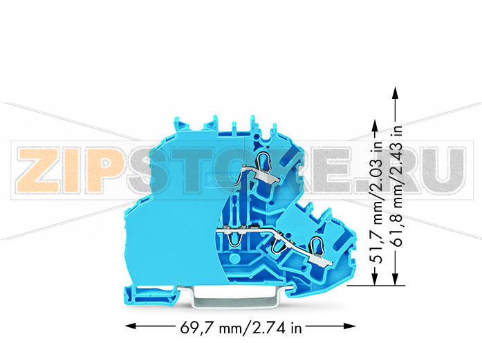 Double-deck terminal block; Through/through terminal block; with end plate; N/N; without marker carrier; suitable for Ex i applications; for DIN-rail 35 x 15 and 35 x 7.5; 2.5 mm?; Push-in CAGE CLAMP®; 2,50 mm?; blue Wago 2002-2204/099-000 