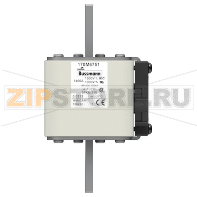 Предохранитель, 1250 A, AC 1000 В, 100 кА, size 3, 76x92x159 мм, aR, IEC UL Eaton FUSE 1250A 1 