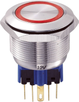 Кнопка антивандальная 250 В/AC, 5 А, 1 x вкл/вкл, без фиксации, IP65, 1 шт TRU Components GQ25-11E/R/12V