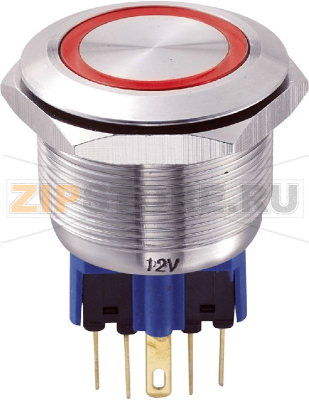 Кнопка антивандальная 250 В/AC, 5 А, 1 x вкл/вкл, без фиксации, IP65, 1 шт TRU Components GQ25-11E/R/12V 