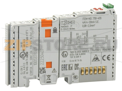4 аналоговых входа; 4 – 20 мА; Несимметричный; светло-серые Wago 750-455 