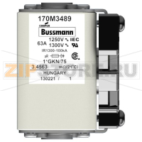 Предохранитель, 63 A, AC 1250 В, 100 кА, size 1, 45x59x81 мм, aR, IEC UL Eaton FUSE 63A 1250V