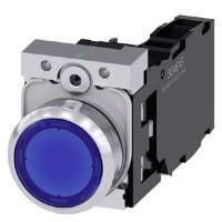 КНОПКА С ПОДСВЕТКОЙ, 22MM, КРУГЛАЯ, МЕТАЛЛИЧЕСКАЯ ГЛЯНЦЕВАЯ, СИНЯЯ, ПЛОСКАЯ КНОПКА, КОНТАКТЫ МГНОВЕННОГО ДЕЙСТВИЯ, С ДЕРЖАТЕЛЕМ, 1NO+1NC, МОДУЛЬ ПОДСВЕТКИ С ИНТЕГРИРОВАННЫМ СВЕТОДИОДОМ 110V AC, ВИНТОВЫЕ КЛЕММЫ, С ГРАВИРОВКОЙ ЛАЗЕРОМ, LOWER CASE Siemens 3S