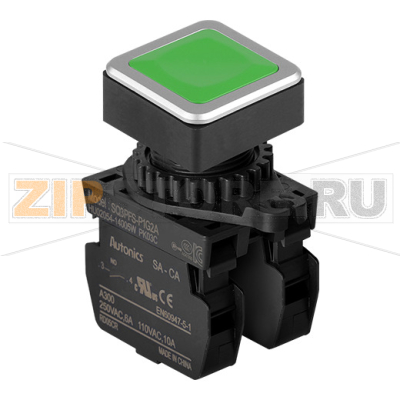 Выключатель кнопочный, головка: квадратная, Ø отверстия: 30 мм Autonics SQ3PFS-P1G2AM 