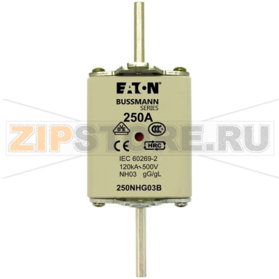 Предохранитель, 250 A, AC 500 В, 120 кА, NH03, gL/gG, IEC Eaton NH FUSE 250A 500V GG/GL SIZE 03 
