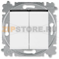 Выключатель двухклавишный, белый/дымчатый чёрный ABB 2CHH590545A6062